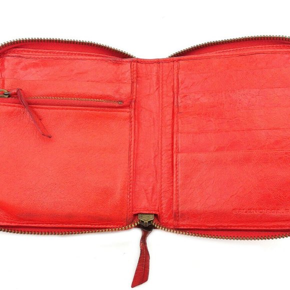 BALENCIAGA two-fold mini wallet leather Auth used T18475 - Picture 16 of 16